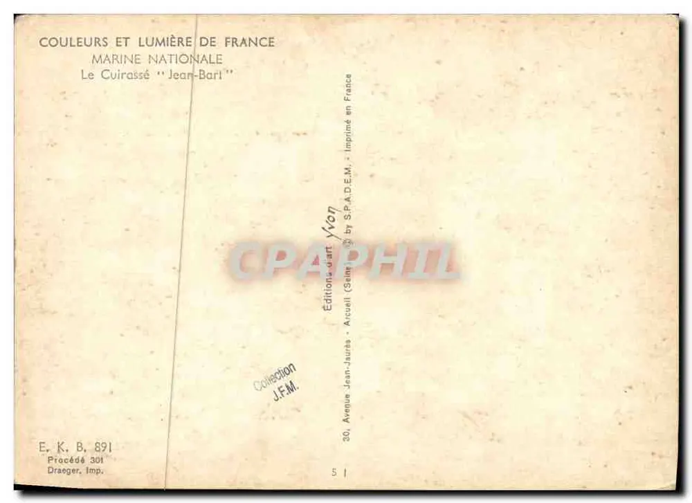 Das Schlachtschiff Jean-Bart — Marine nationale — Éditions Yvon - Rückseite
