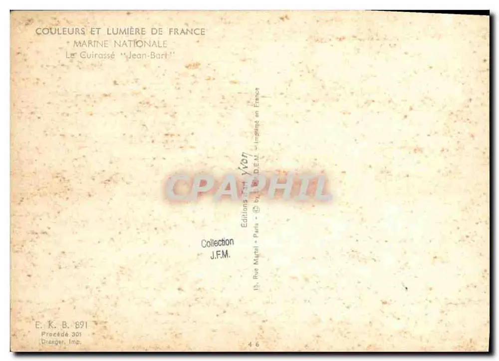 Der Schlachtschiff Jean-Bart — Marine Nationale — Éditions Yvon, Paris - Rückseite