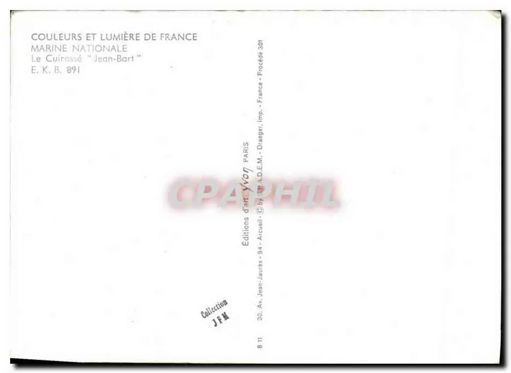 Der Panzerkreuzer Jean-Bart — Marine Nationale — Éditions d'art Jaures, Paris - Rückseite