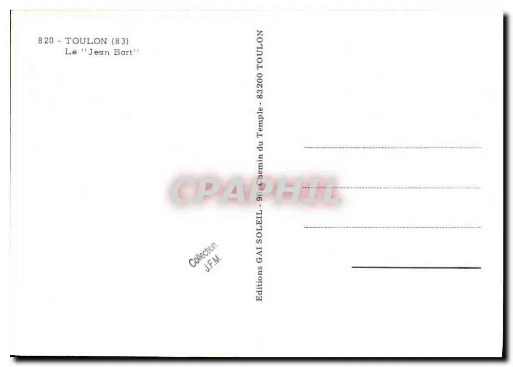 Toulon — O 'Jean Bart' — Éditions J.F.M. - Verso