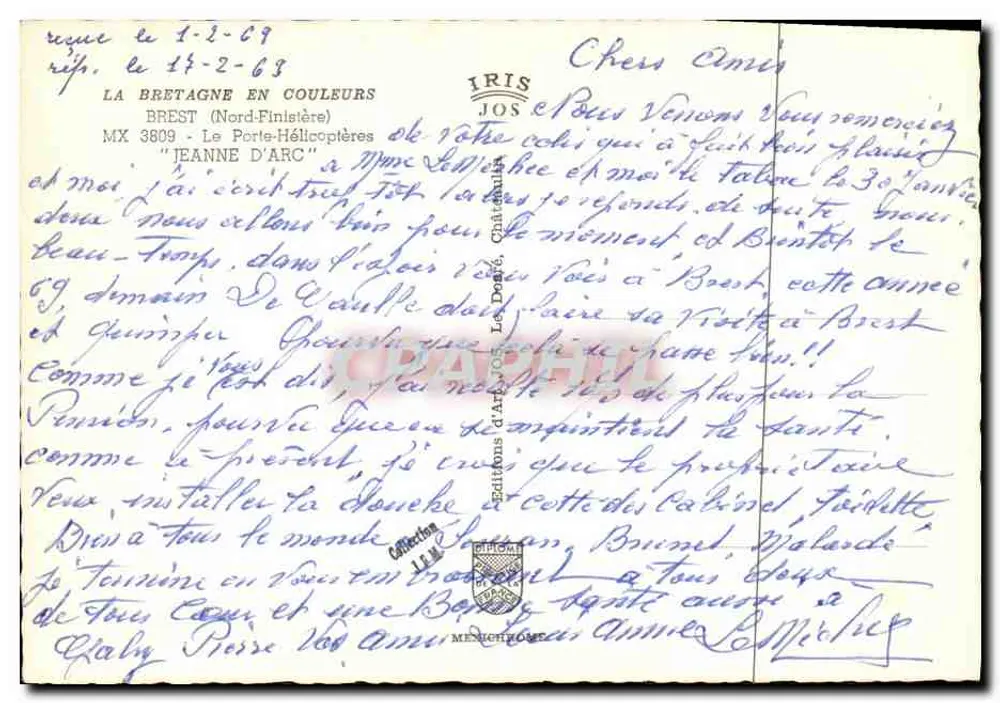 O porta-helicopteros Jeanne d'Arc — Brest — Éditions IRIS JOS - Verso