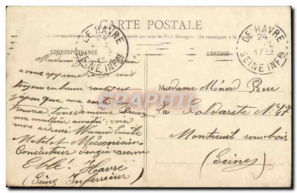 Der "Jules-Ferry", Panzerkreuzer der Flotte — A. Bougault, Nr. 402 - Rückseite