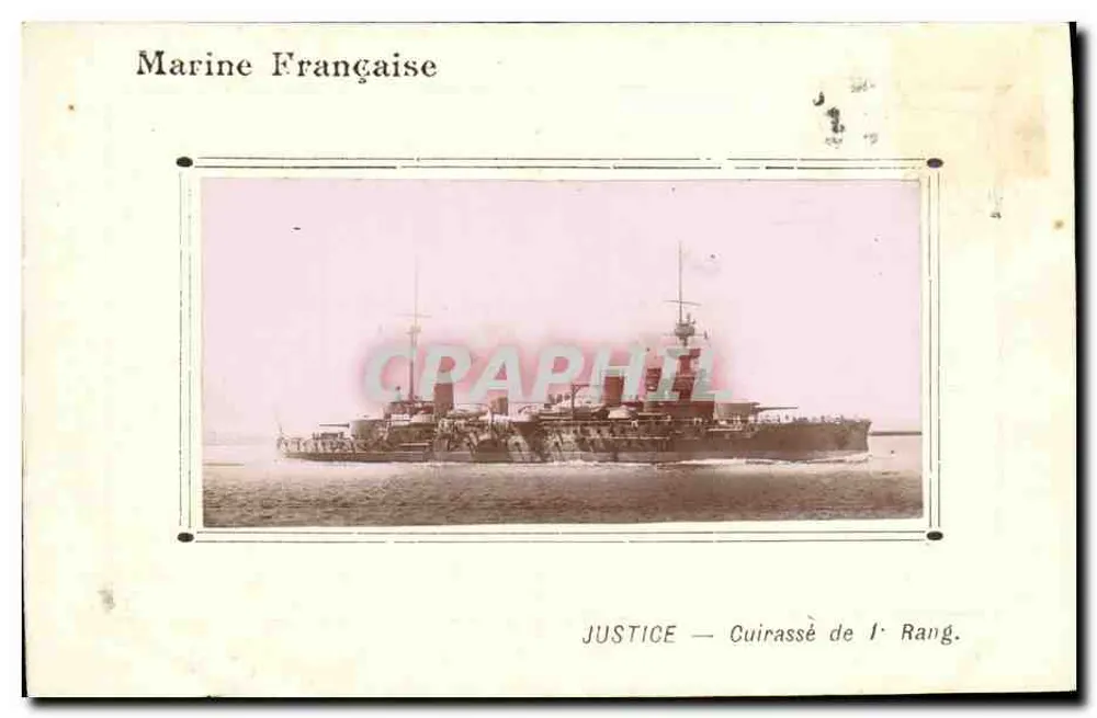 Justice — Cuirassé de 1er Rang — Marine Française, éditeur imprimeur non visible - Anverso