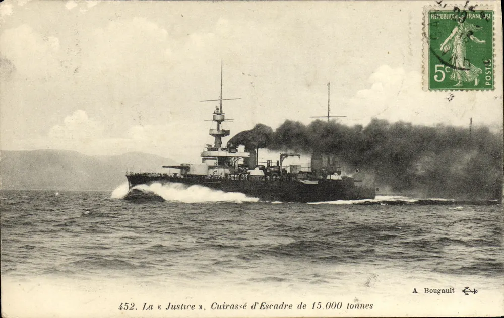Die « Gerechtigkeit », 15.000-Tonnen-Flottenschlachtschiff — A. Bougault, Nr. 452 - Vorderseite