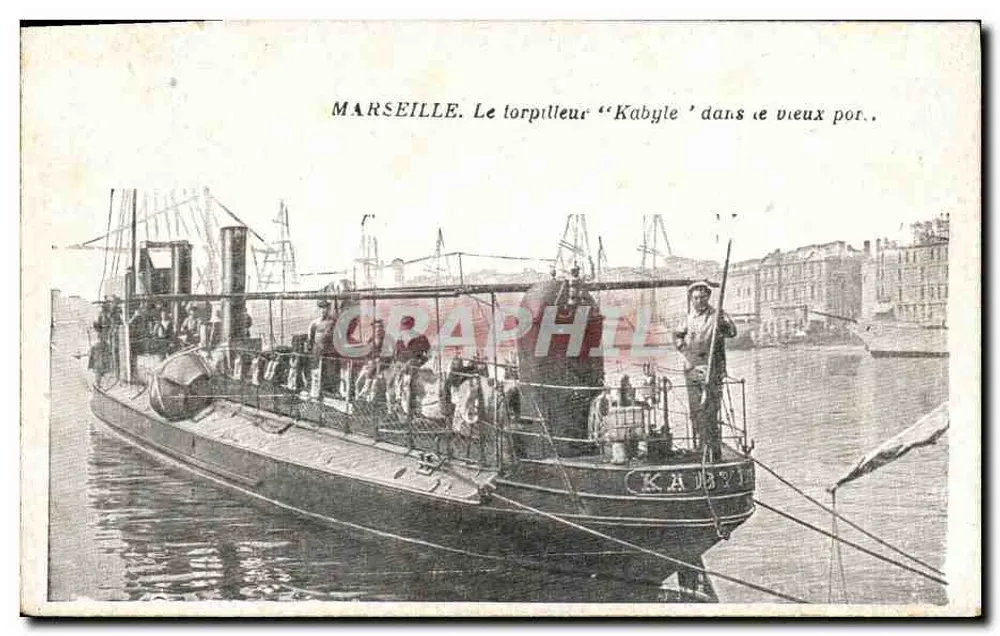 MARSEILLE. Der Torpedoboot "Kabyle" am alten Hafen. - Vorderseite