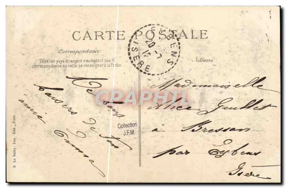 Cruzador "Liberté" — destruído na enseada de Toulon em 25 de setembro de 1911 — Editor E. Le Taley, Paris, n° 1976 - Verso