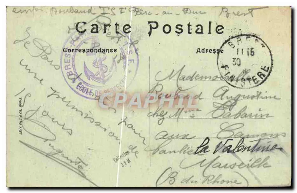 Le Foudre — Détail du navire de guerre — Éditeur LL, n° 93 - Verso