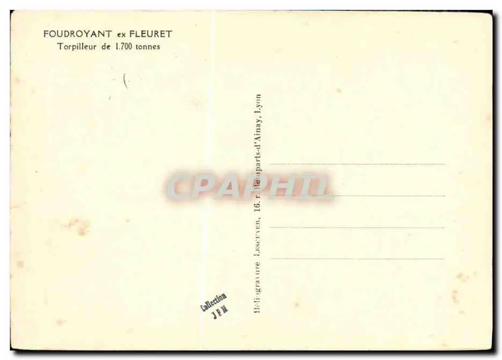 Foudroyant ex Fleuret — Torpedoboot von 1.700 Tonnen — Verlag Lesriven, Lyon - Rückseite