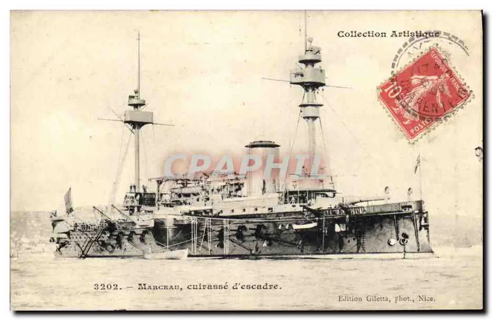 Marceau, encouraçado de esquadra — Coleção Artística — Edição Giletta, fot., Nice, n° 3202 - Frente