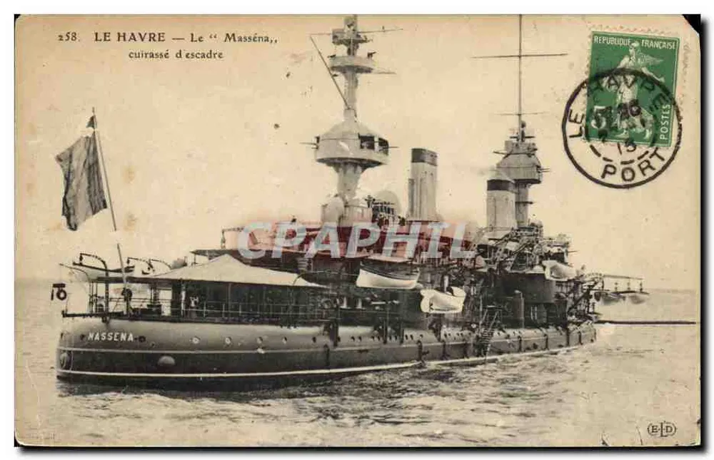 Le Havre — Le « Masséna », cuirassé d'escadre — éditeur E.P.D. n°258 - Frente
