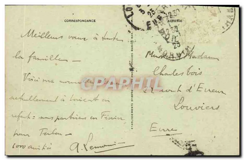 Torpilleiro de Escadra "Matelot LEBLANC" — Marinha Militar Francesa — editor não identificado - Verso