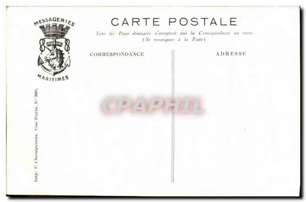 „MOSSOUL“ — TORPILLÉ — Imp. F. Champenois, Vise Paris, N° 2865 - Rückseite