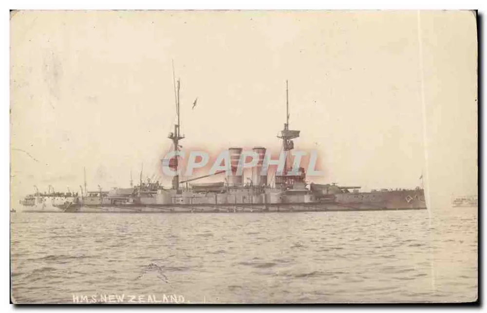 HMS New Zealand — Navio de guerra britânico — Carta postal do Bureau - Frente