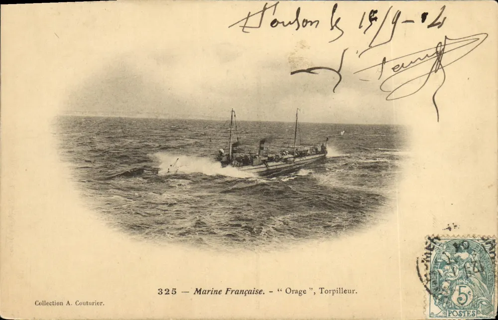 Marinha Francesa — "Tempestade", Torpedeiro — Coleção A. Couturier, n°325 - Frente