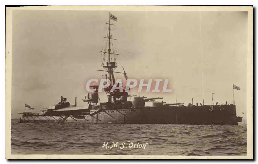 H.M.S. "Orion" — cruzador da Royal Navy — editor E. J. Hey & Co., série 516 - Frente