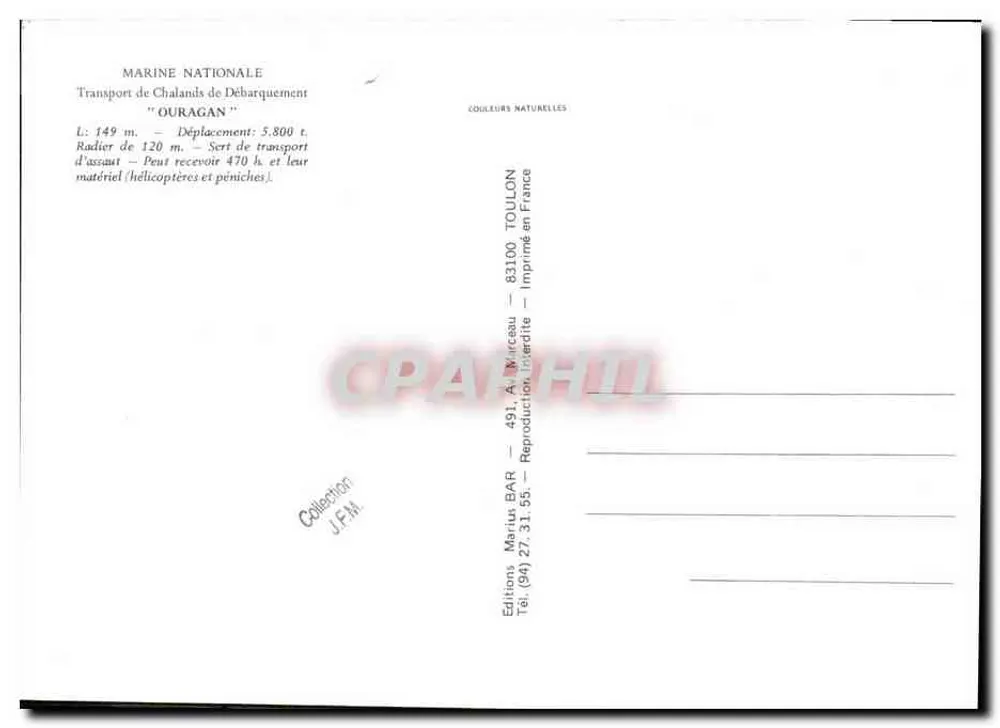O transporte de desembarque OURAGAN — L9021 — Edições BAR - Verso