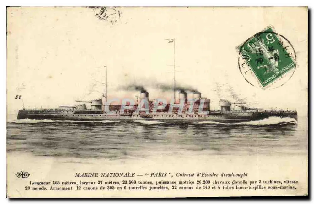 Marinha Nacional — "Paris" — Cegonha de Escadra Dreadnought - Frente