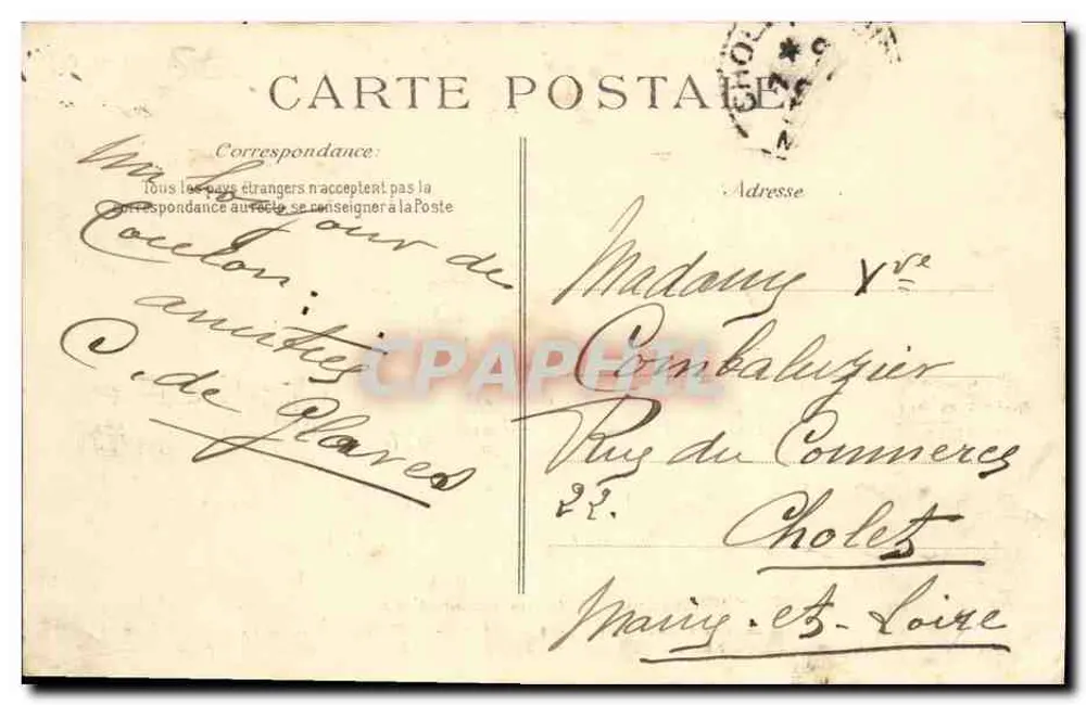 Marinha Nacional — "Paris" — Cegonha de Escadra Dreadnought - Verso
