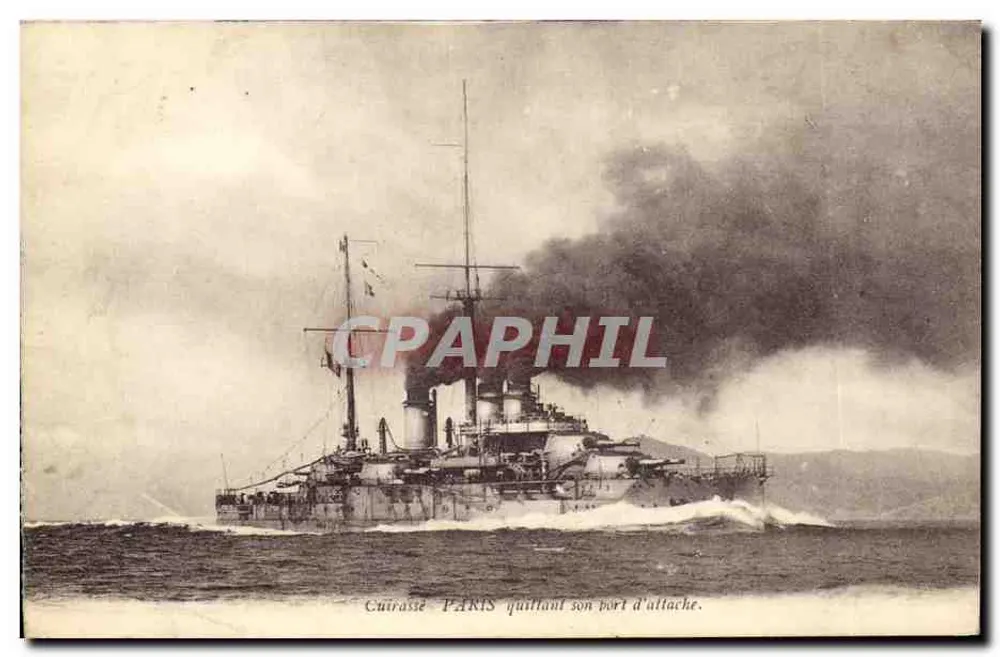 Schiff PARIS verlässt seinen Heimathafen — Verlag: Marius Bar Phototypische Druckerei - Toulon - Vorderseite