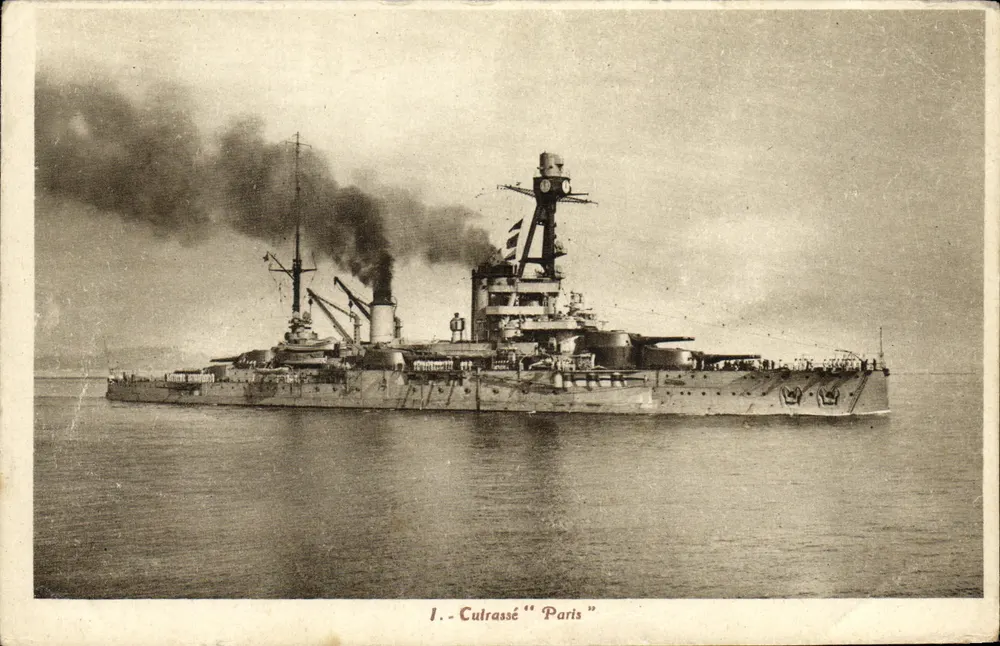 Cultrassé "Paris" — bateau de guerre en mer — édition "La Cigogne" Rue Réaumur, Paris - Frente