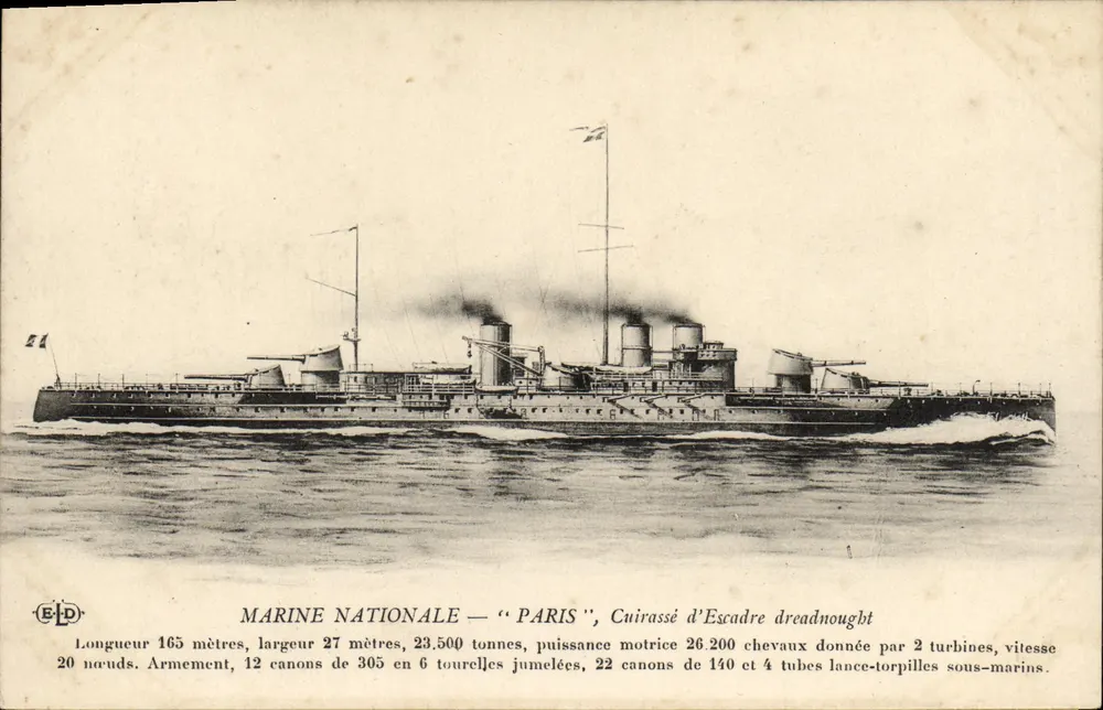 Marine Nationale — "Paris" — Schlachtschiff der Flotte Dreadnought - Vorderseite