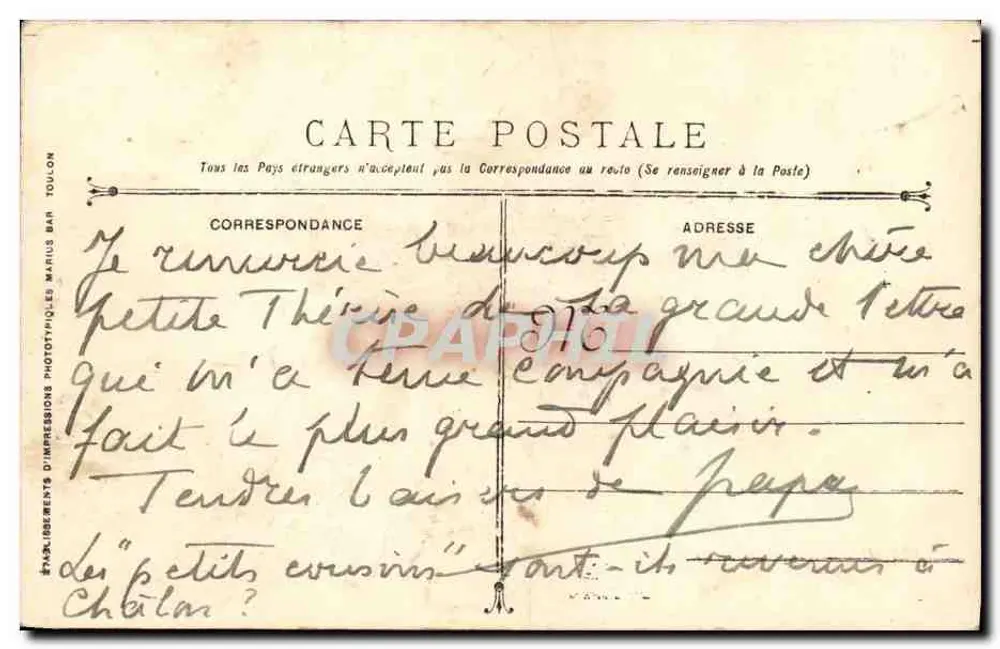 Bateau de guerre français — Cuirassé à tourelles PATRIE — éditeur IMPRIMÉ SUR LA CARTE : '73 PATRIE. - Cuirassé à tourelles.' - Rückseite