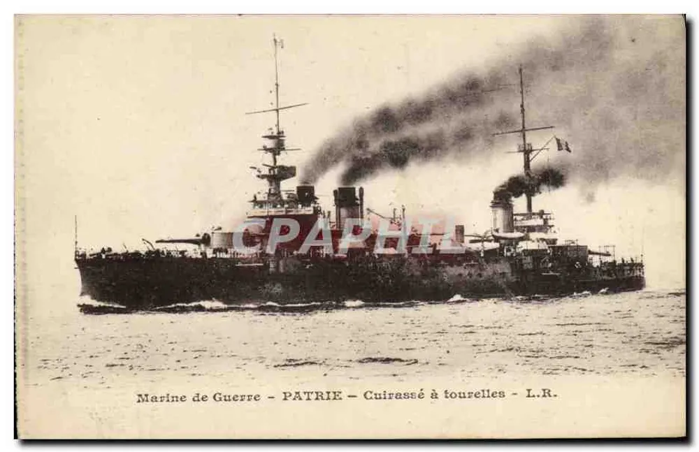 Kriegsschiff - PATRIE - Panzerkreuzer mit Turm - L.R. - Vorderseite