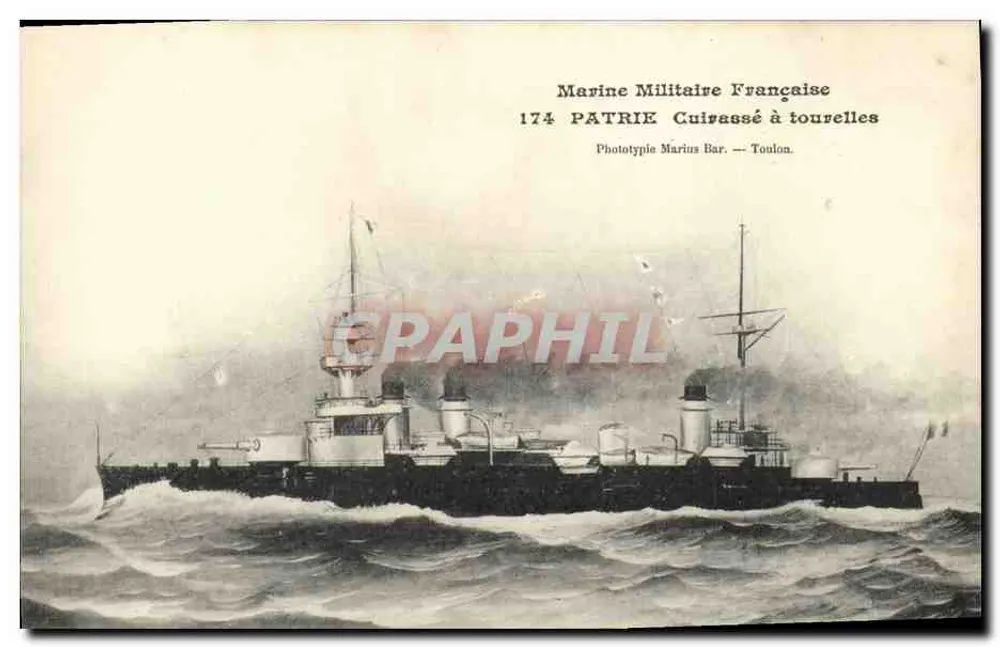 Kriegsschiff — Panzerkreuzer Patrie — Phototypie Marius Bar, Toulon - Vorderseite