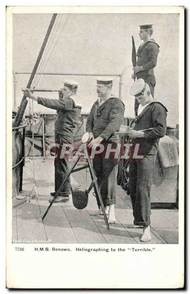 H.M.S. Renown — Héliographie vers la « Terrible » — W. & G. F. Cale & Co. n° 7786 - Vorderseite