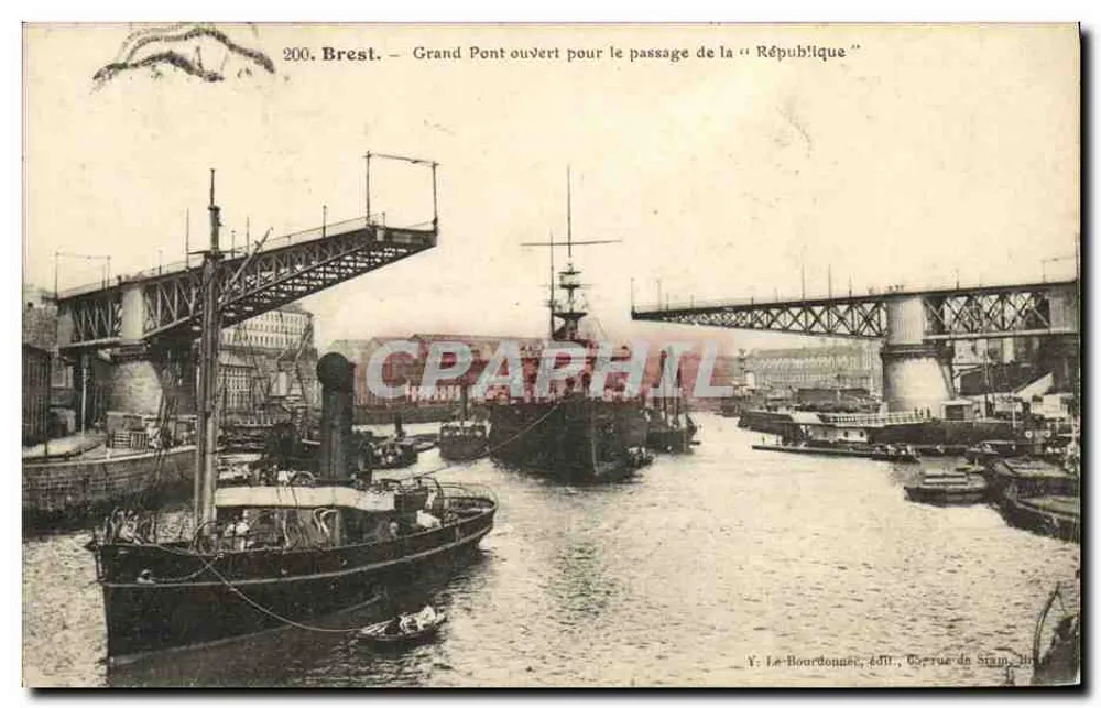 Brest — Großer Brücke geöffnet für den Durchgang der « République » — Y. Le Bourdonnais, Verlag, 200 - Vorderseite
