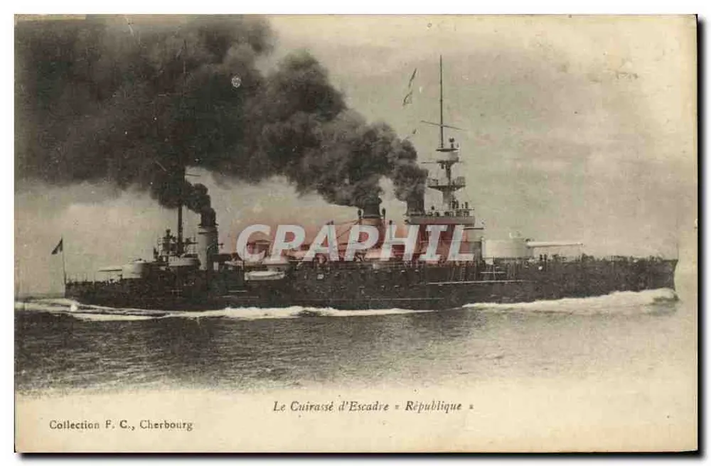 Der Schlachtschiff République — Cherbourg — Sammlung F. G. - Vorderseite