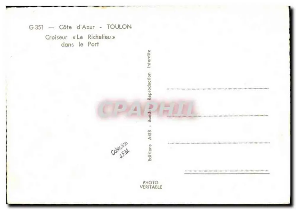 Kreuzer « Le Richelieu » — im Hafen — Éditions ARIS - Rückseite