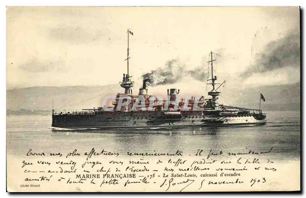 Der Saint-Louis — Schlachtschiff — Französische Marine — Fotografie Giraud - Vorderseite