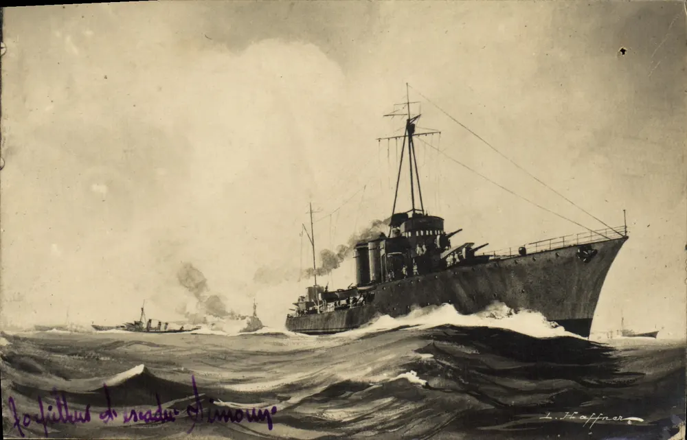 Navio de guerra — no mar — L. Hoffner - Frente