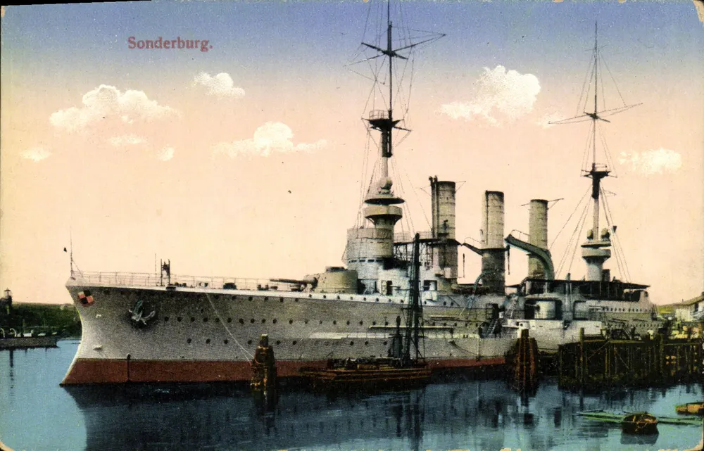 Sonderburg — Navio de guerra — Photo Chrom Nr. 62366, M. Glückstadt & Münden, Hamburg - Frente