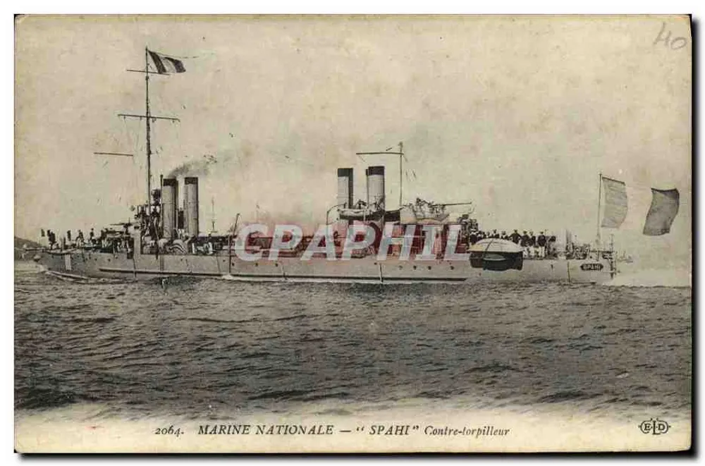 Marinha Nacional — "Spahi" Contra-torpedeiro — Editor E.D. n° 2064 - Frente