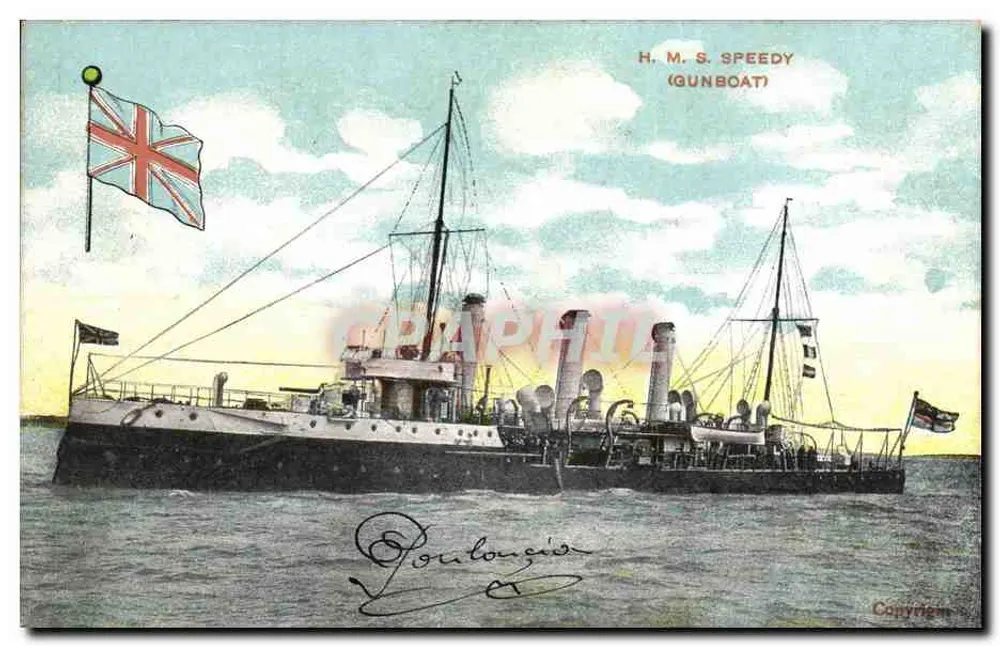 H.M.S. SPEEDY (GUNBOAT) — navio de guerra britânico — editor G. D. & D. L. (Bavière) - Frente