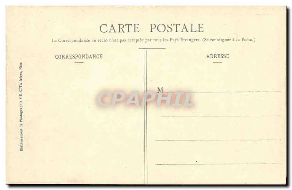 Le Suchet, Kreuzer der 2. Klasse — Künstlerische Sammlung, n° 3223 — Gilettà-Ausgabe, Foto., Nice - Rückseite