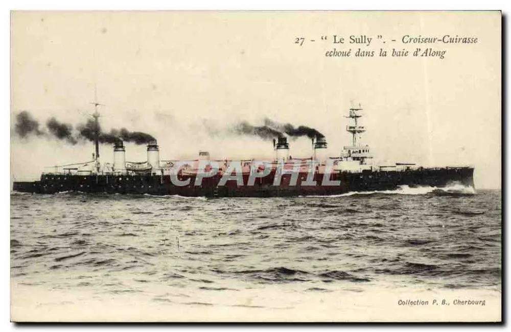Le Sully — Eisenplattenkreuzer gestrandet in der Bucht von Along — Sammlung P. B., Cherbourg - Vorderseite
