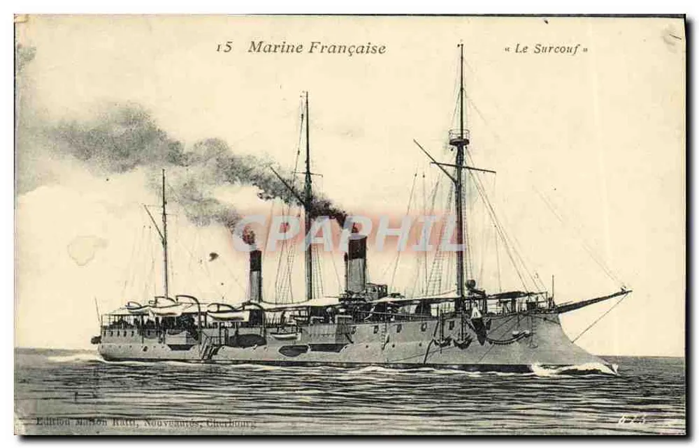O Surcouf — Corveta da Marinha Francesa — Edição Maison Ratti, Neuveville, Charbonnay - Frente