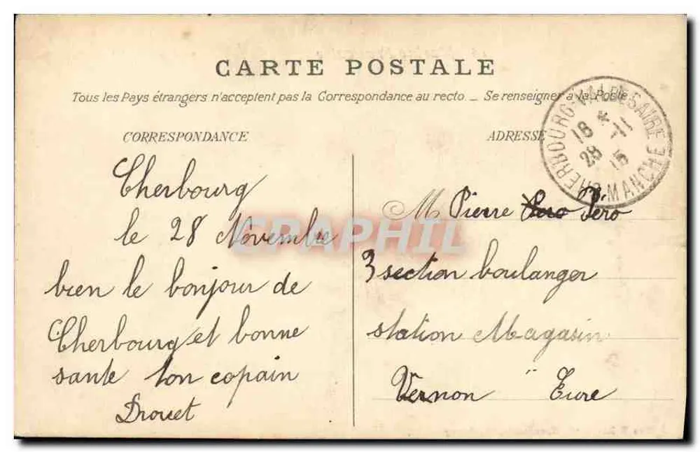 O Surcouf — Corveta da Marinha Francesa — Edição Maison Ratti, Cherbourg - Verso