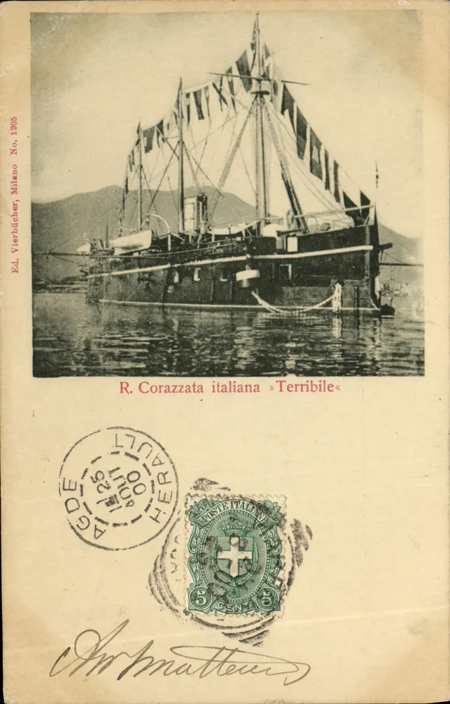 R. Corazzata italiana »Terribile« — Éd. Vierbùcher, Milano, 1905, n° 177 - Vorderseite