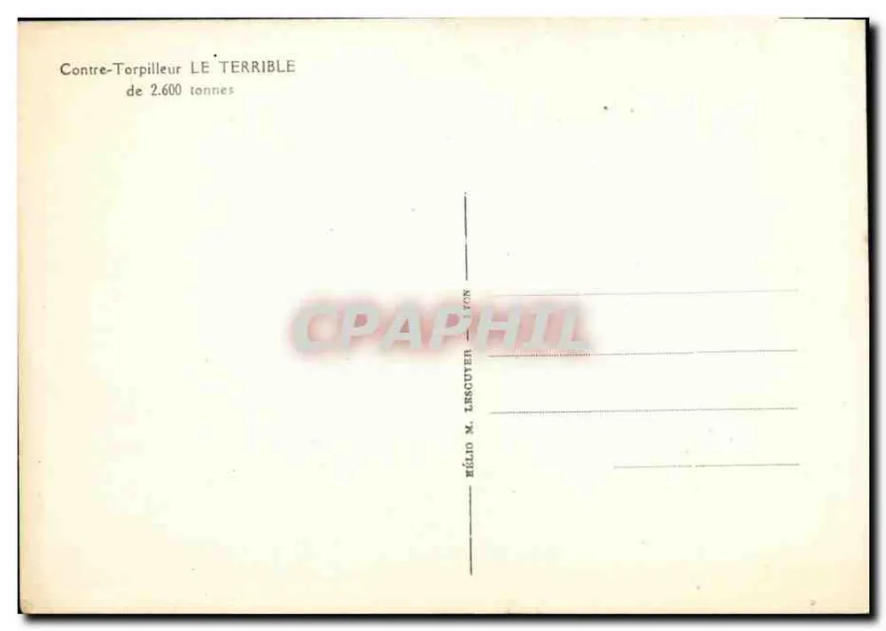 앤티크 엽서 전쟁 배 '르 테레블' 대함대 - 뒷면