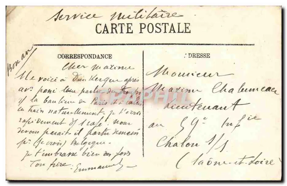 Dunkerque — Submarino Brumaire — LL. — Edição Especial Vve Anache - Verso