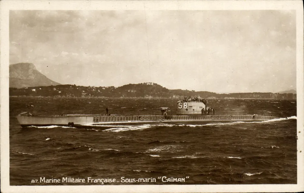 Submarino "Caiman" — Série 87 — Edição E. Debunne, Toulon - Frente