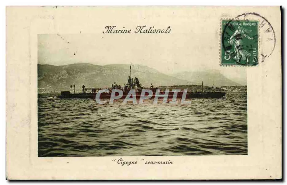 Submarino "Cigogne" — Marina Nacional — editor ELD - Anverso