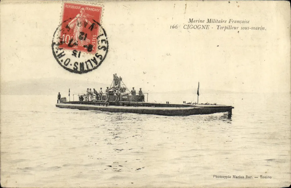 U-Boot CIGOGNE — Französische Marine — Phototypie Marius Bar — Toulon - Vorderseite