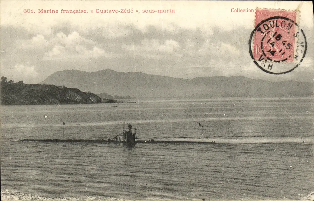 Marinha francesa. « Gustave-Zédé », submarino — Coleção República Francesa, n°301 - Frente