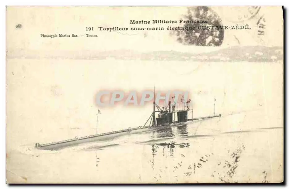 Elektrischer U-Boot-Torpedoboot Gustave-Zédé — Französische Marine — Phototypie Marius Bar — Tooton - Vorderseite