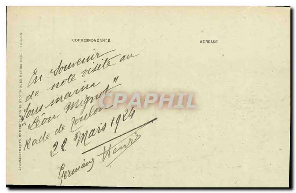 Submarino LÉON-MIGNOT — Marinha Militar Francesa — n°739 - Verso